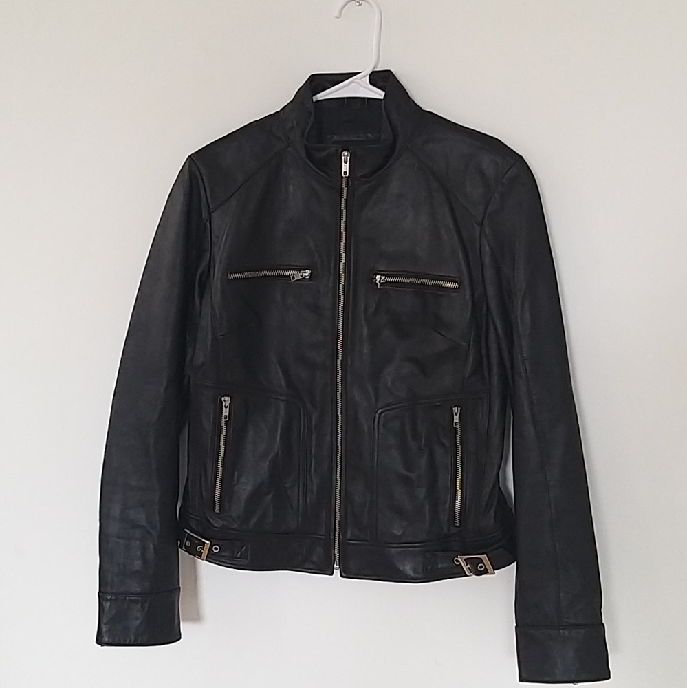 100% genuine leather moto jacket